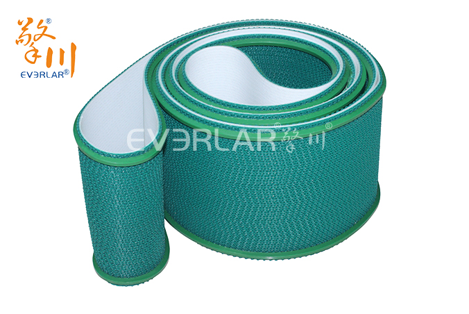 綠色花紋PVC輸送帶加雙導條食品輸送帶擎川工業(yè)皮帶