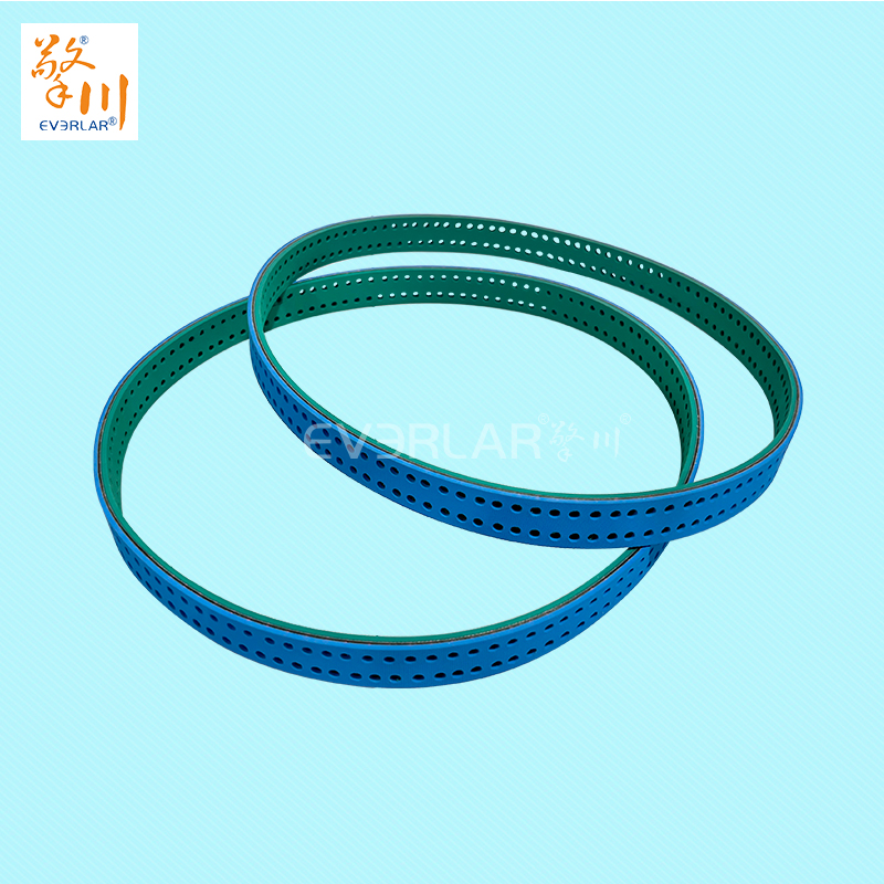 藍綠片基帶打孔耐磨防滑物流包裝行業(yè)分揀倉儲傳動平皮帶擎川定制