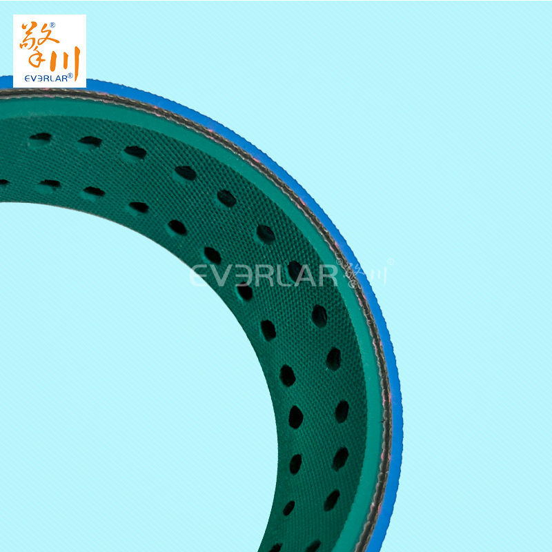 藍綠片基帶打孔耐磨防滑物流包裝行業(yè)分揀倉儲傳動平皮帶擎川定制