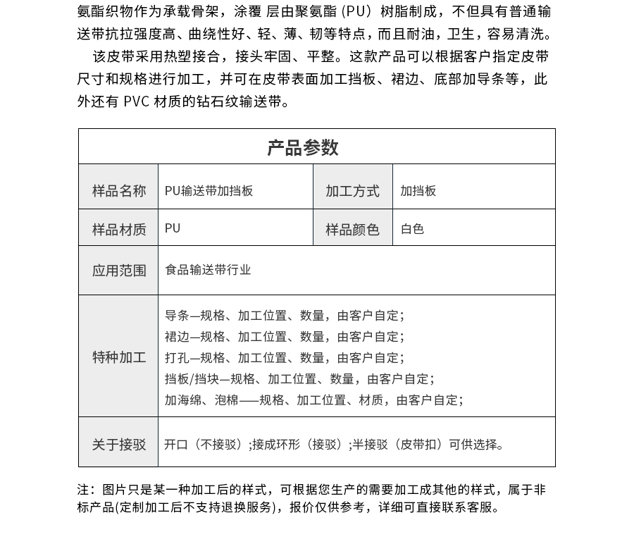 食品帶加擋板 食品帶加擋板