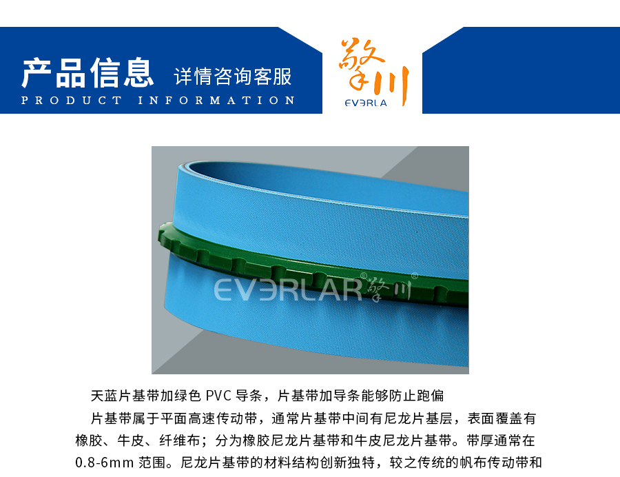 天藍色片基帶加齒形導條 天藍色片基帶加齒形導條